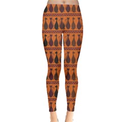 Brown Pattern Of Tribal Elegance African Cats Women s Leggings by CoolDesigns