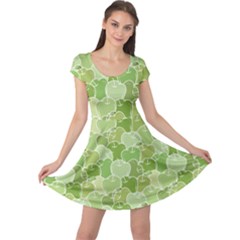 Green Ripe Green Apples Pattern Cap Sleeve Dress by CoolDesigns