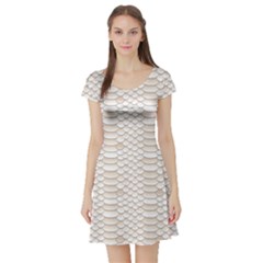 Nude Snake Skin Texture Pattern White Short Sleeve Skater Dress by CoolDesigns