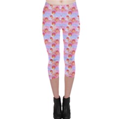 Pink Watercolor Pattern Aquarelle Polka Dot Capri Leggings by CoolDesigns
