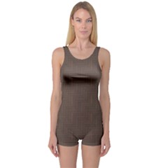 Black Parquet Wooden Pattern Boyleg One Piece Swimsuit by CoolDesigns