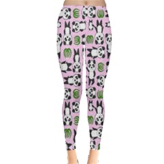 Pink Panda Leaf Pattern Leggings by CoolDesigns