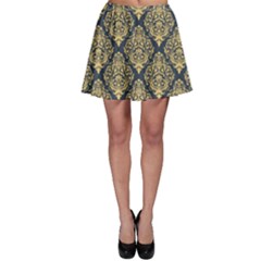 Yellow Damask Pattern Element Skater Skirt by CoolDesigns