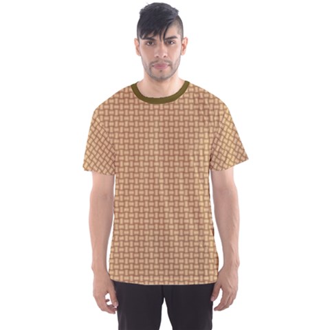 Brown Abstract Wooden Textured Basket Weaving Pattern Men s Sport Mesh Tee by CoolDesigns