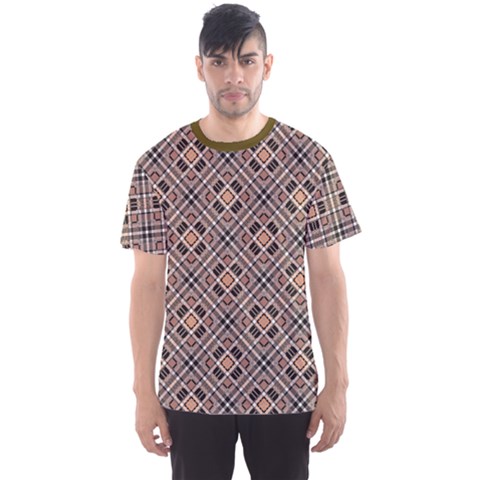 Brown Brown Black Pink Checkered Diagonal Pattern Men s Sport Mesh Tee by CoolDesigns