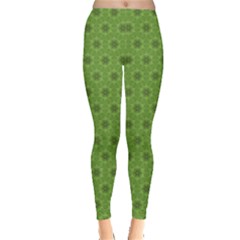 Green Decorative Floral Pattern Leggings by CoolDesigns