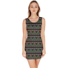 Dark Polish Folk Art Pattern With Flowers Wzory Lowickie Bodycon Dress by CoolDesigns