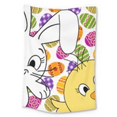 Easter Bunny And Chick  Large Tapestry by Valentinaart