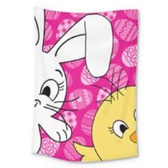Easter Bunny And Chick  Large Tapestry by Valentinaart