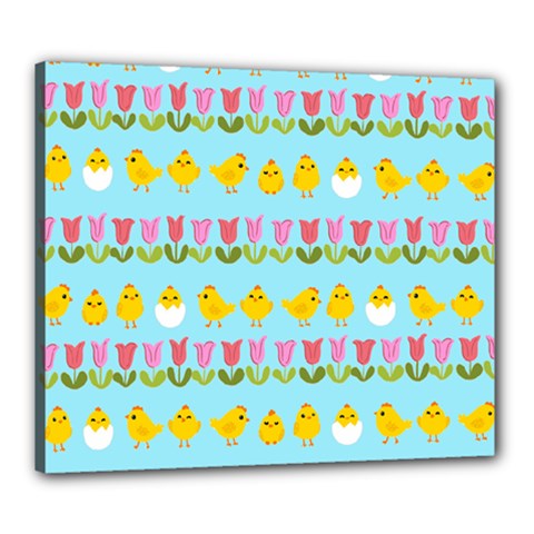 Easter - Chick And Tulips Canvas 24  X 20 