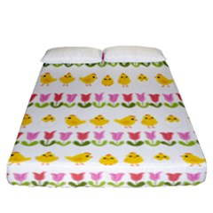 Easter - Chick And Tulips Fitted Sheet (california King Size)