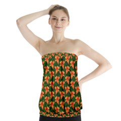 Background Wallpaper Flowers Green Strapless Top by Nexatart