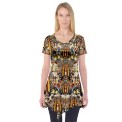 Lady Panda Goes Into The Starry Gothic Night Short Sleeve Tunic 