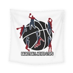 Basketball Never Stops Square Tapestry (small) by Valentinaart