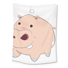 Happy Cartoon Baby Hippo Medium Tapestry by Catifornia