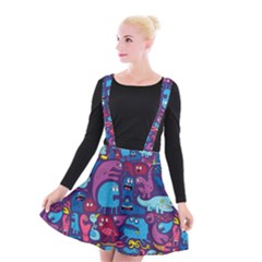 Hipster Pattern Animals And Tokyo Suspender Skater Skirt by BangZart