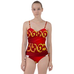 Easter Decorative Red Egg Sweetheart Tankini Set