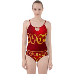 Easter Decorative Red Egg Cut Out Top Tankini Set