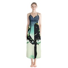 Underwater Button Up Chiffon Maxi Dress
