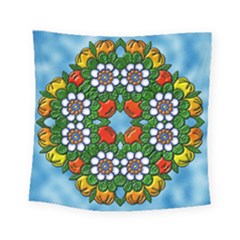 Cute Floral Mandala  Square Tapestry (small) by paulaoliveiradesign