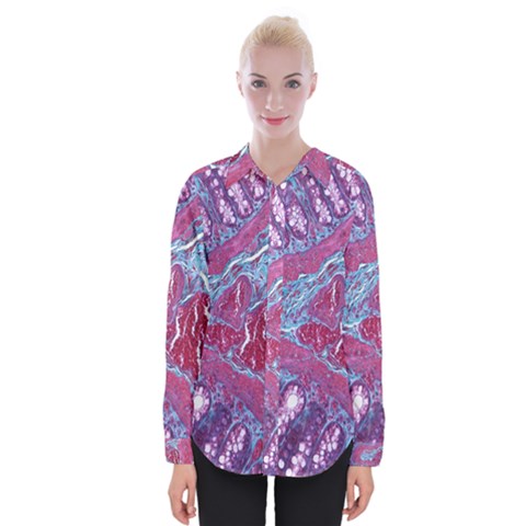 Natural Stone Red Blue Space Explore Medical Illustration Alternative Womens Long Sleeve Shirt by Mariart