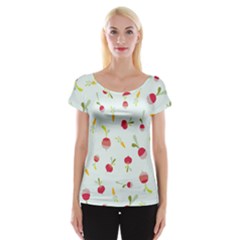 Root Vegetables Pattern Carrots Cap Sleeve Tops