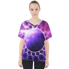Beautiful Violet Nasa Deep Dream Fractal Mandala V-neck Dolman Drape Top
