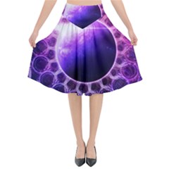Beautiful Violet Nasa Deep Dream Fractal Mandala Flared Midi Skirt