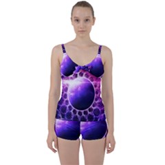 Beautiful Violet Nasa Deep Dream Fractal Mandala Tie Front Two Piece Tankini