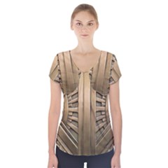 Art Deco Gold Door Short Sleeve Front Detail Top by NouveauDesign