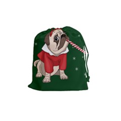 Pug Xmas Drawstring Pouches (medium) 