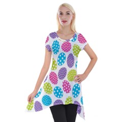 Polka Dot Easter Eggs Short Sleeve Side Drop Tunic