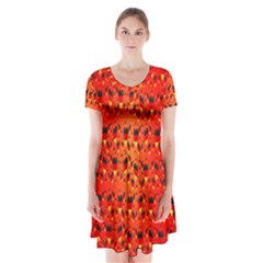 Texture Banner Hearts Flag Germany Short Sleeve V-neck Flare Dress by Celenk