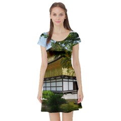 Golden Pagoa Short Sleeve Skater Dress by all7sins