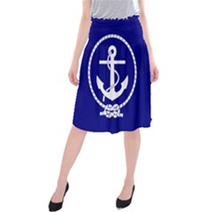Anchor Flag Blue Background Midi Beach Skirt