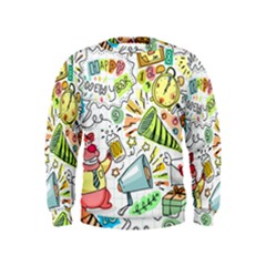 Doodle New Year Party Celebration Kids  Sweatshirt by Celenk