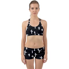 White Cross Back Web Sports Bra Set