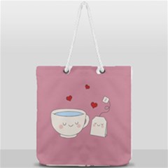 Cute Tea Full Print Rope Handle Tote (large) by Valentinaart