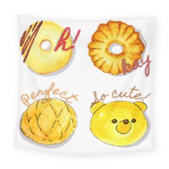 Cute Bread Square Tapestry (large)