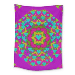 Hearts In A Mandala Scenery Of Fern Medium Tapestry by pepitasart