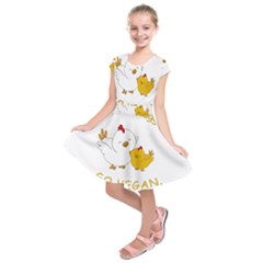 Go Vegan - Cute Chick  Kids  Short Sleeve Dress by Valentinaart