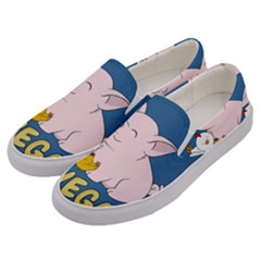 Go Vegan - Cute Pig And Chicken Men s Canvas Slip Ons