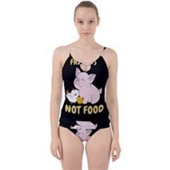 Friends Not Food - Cute Pig And Chicken Cut Out Top Tankini Set