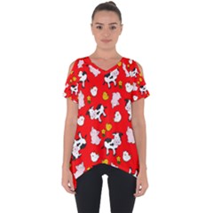 The Farm Pattern Cut Out Side Drop Tee