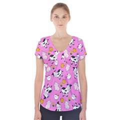The Farm Pattern Short Sleeve Front Detail Top