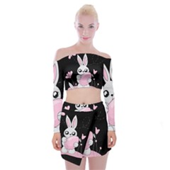 Easter Bunny  Off Shoulder Top With Mini Skirt Set