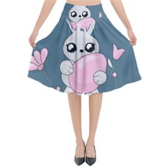 Easter Bunny  Flared Midi Skirt