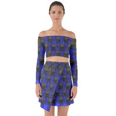 Basket Weave Off Shoulder Top With Skirt Set
