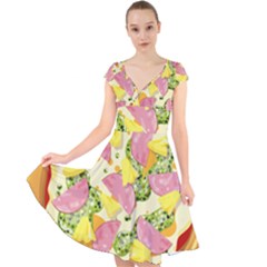 Pizza Clip Art Cap Sleeve Front Wrap Midi Dress by Sapixe