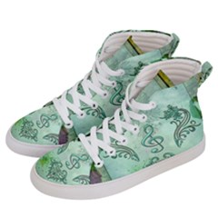 Music, Decorative Clef With Floral Elements Men s Hi-top Skate Sneakers by FantasyWorld7